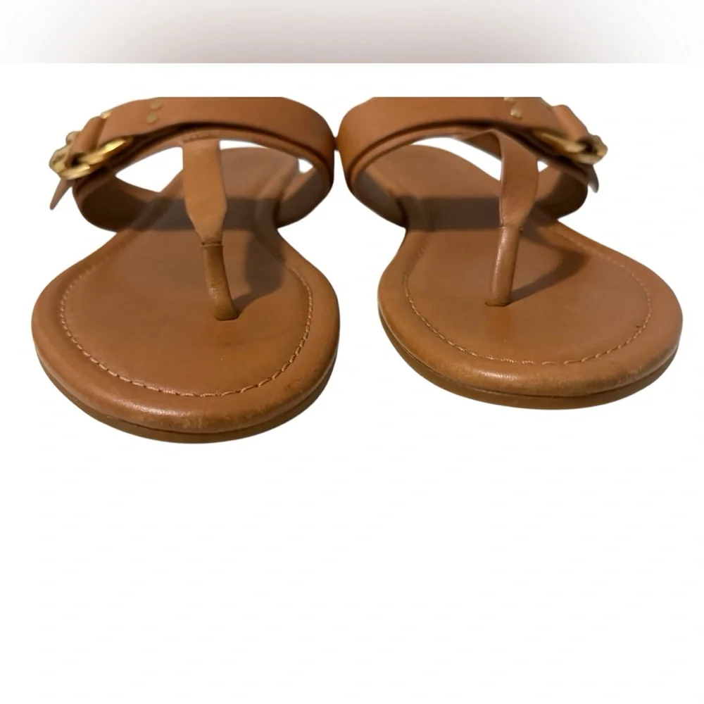 Tory Burch Brown Leather Thong Sandals with Buckle Marsden Women’s 8.5